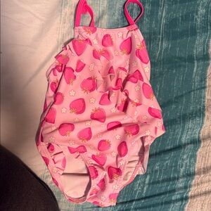 Pink Strawberry Print Swimsuit